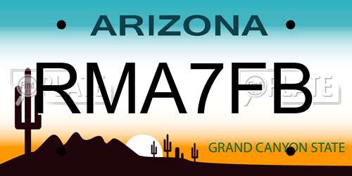 RMA7FB Arizona License Plate