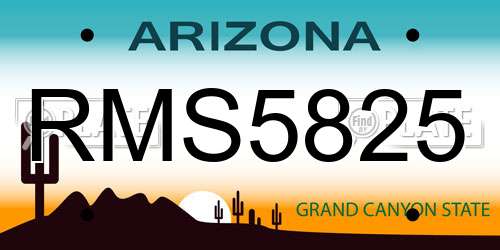 RMS5825 Arizona License Plate