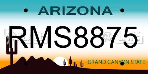 RMS8875 Arizona License Plate