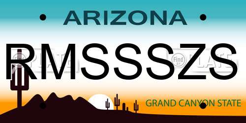 RMSSSZS Arizona License Plate