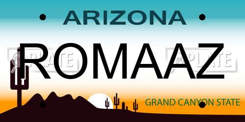 ROMAAZ Arizona License Plate