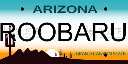 ROOBARU Arizona License Plate
