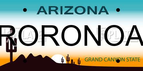 RORONOA Arizona License Plate