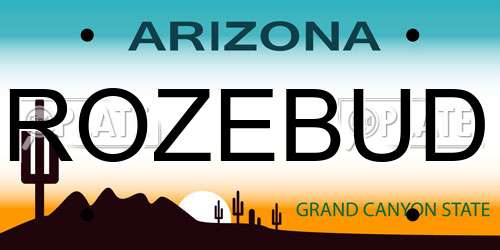 ROZEBUD Arizona License Plate