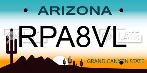 RPA8VL Arizona License Plate