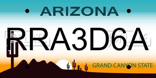 RRA3D6A Arizona License Plate