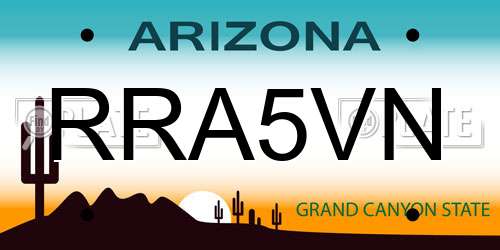 RRA5VN Arizona License Plate