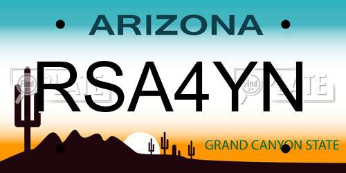 RSA4YN Arizona License Plate