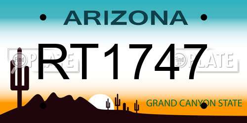 RT1747 Arizona License Plate