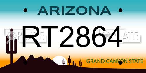 RT2864 Arizona License Plate