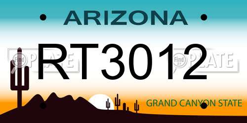RT3012 Arizona License Plate