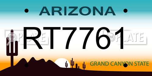 RT7761 Arizona License Plate