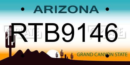 RTB9146 Arizona License Plate