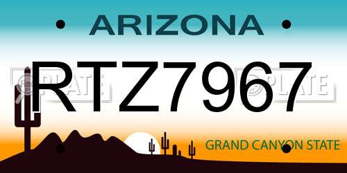 RTZ7967 Arizona License Plate