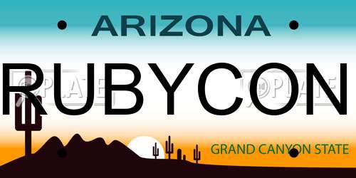 RUBYCON Arizona License Plate