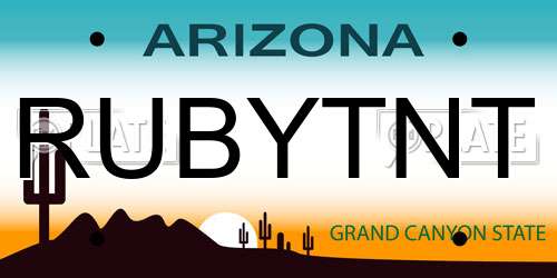 RUBYTNT Arizona License Plate