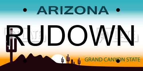 RUDOWN Arizona License Plate