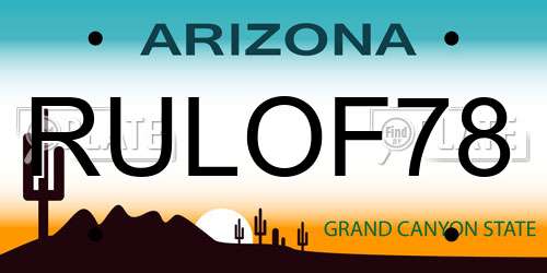 RULOF78 Arizona License Plate