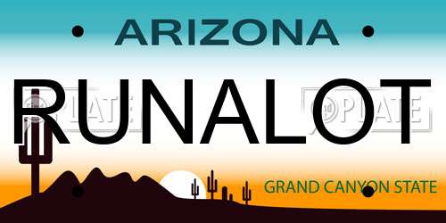 RUNALOT Arizona License Plate