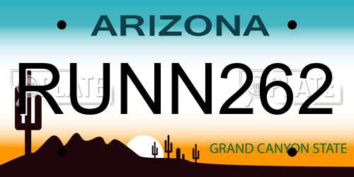 RUNN262 Arizona License Plate