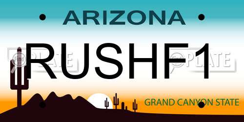 RUSHF1 Arizona License Plate