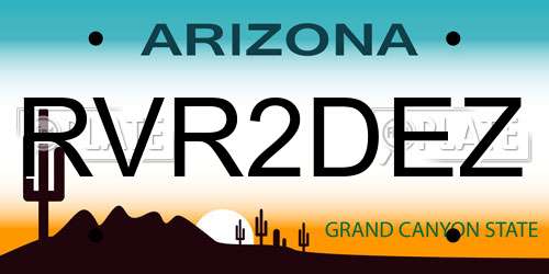RVR2DEZ Arizona License Plate