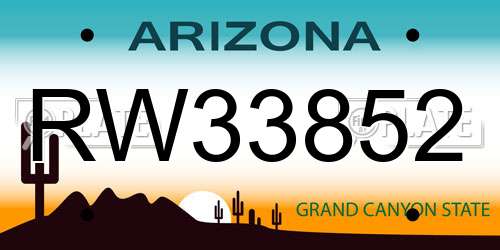RW33852 Arizona License Plate