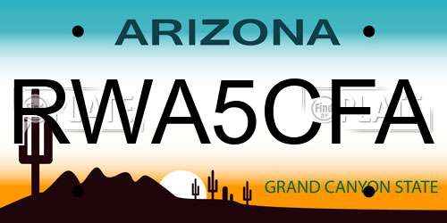 RWA5CFA Arizona License Plate