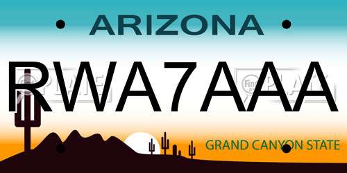 RWA7AAA Arizona License Plate