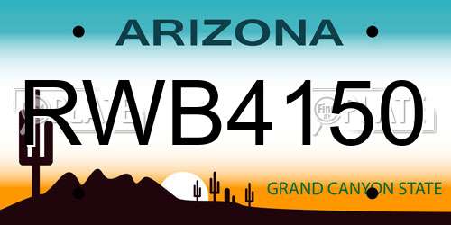 RWB4150 Arizona License Plate