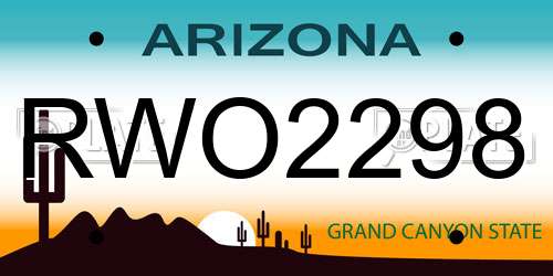 RWO2298 Arizona License Plate