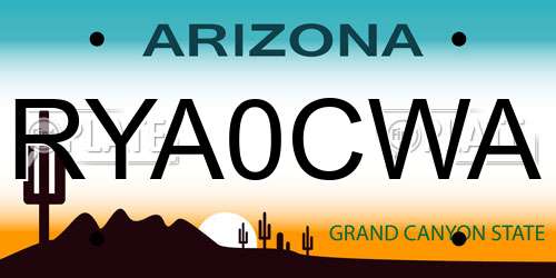 RYA0CWA Arizona License Plate