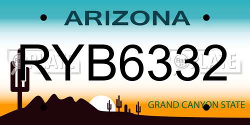 RYB6332 Arizona License Plate