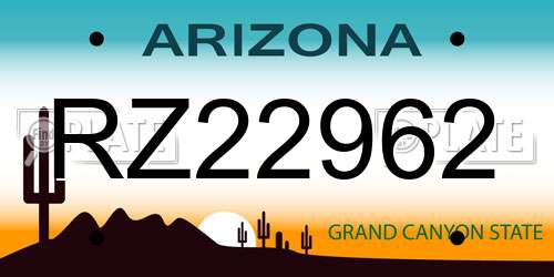 RZ22962 Arizona License Plate