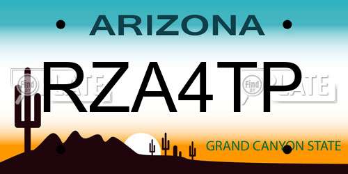 RZA4TP Arizona License Plate