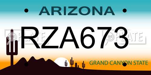 RZA673 Arizona License Plate