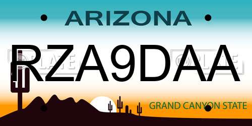 RZA9DAA Arizona License Plate