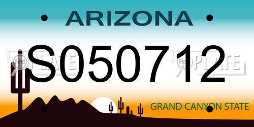 S050712 Arizona License Plate