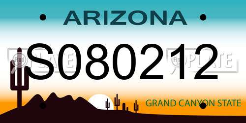 S080212 Arizona License Plate