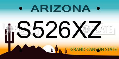 S526XZ Arizona License Plate