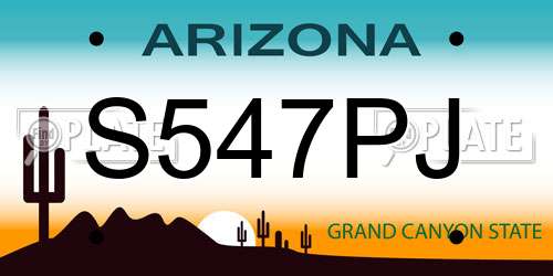 S547PJ Arizona License Plate