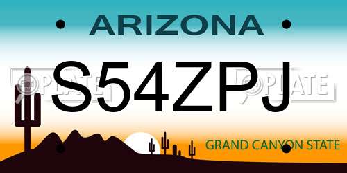 S54ZPJ Arizona License Plate