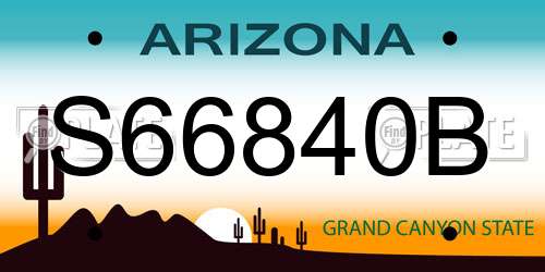 S66840B Arizona License Plate