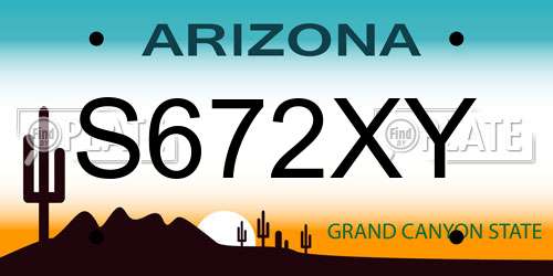 S672XY Arizona License Plate