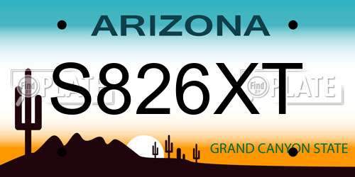 S826XT Arizona License Plate