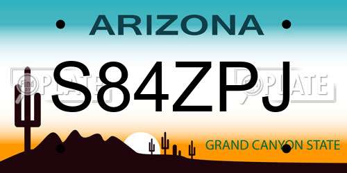 S84ZPJ Arizona License Plate