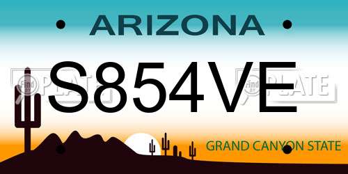 S854VE Arizona License Plate