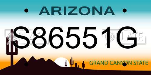 S86551G Arizona License Plate