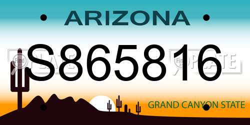 S865816 Arizona License Plate
