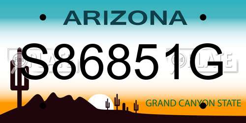 S86851G Arizona License Plate